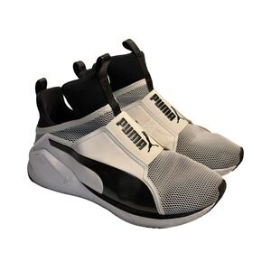 Puma Fierce Core Sneakers White Black Women SZ 6 Slip-On High Top Training Shoes